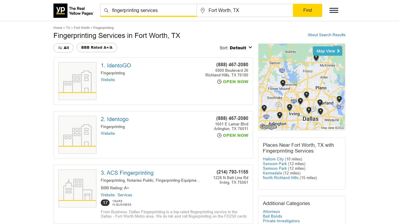 Fingerprinting Services in Fort Worth, TX - Yellow Pages